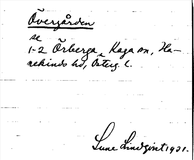 Bild på arkivkortet för arkivposten Övergården, se Örberga