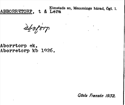 Bild på arkivkortet för arkivposten Abborretorp