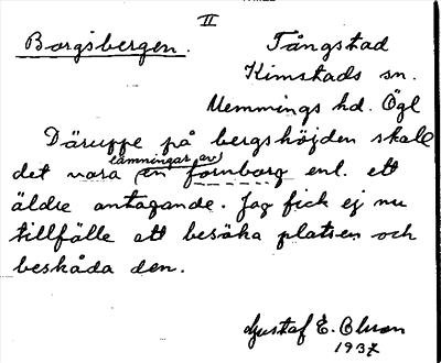 Bild på arkivkortet för arkivposten Borgsbergen