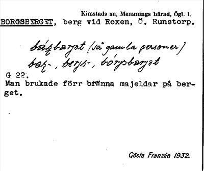 Bild på arkivkortet för arkivposten Borgsberget