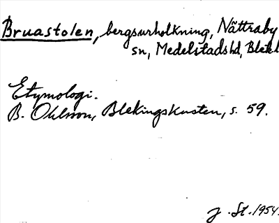 Bild på arkivkortet för arkivposten Bruastolen