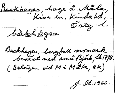 Bild på arkivkortet för arkivposten Backhagen