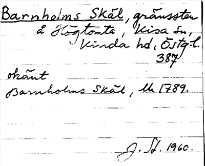 Bild på arkivkortet för arkivposten Barnholms Skäl