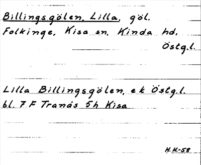 Bild på arkivkortet för arkivposten Billingsgölen, Lilla