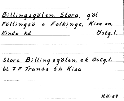 Bild på arkivkortet för arkivposten Billingsgölen, Stora
