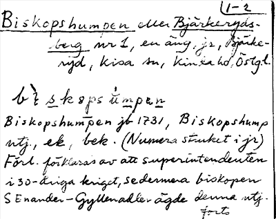 Bild på arkivkortet för arkivposten Biskopshumpen eller Bjärkerydsberg