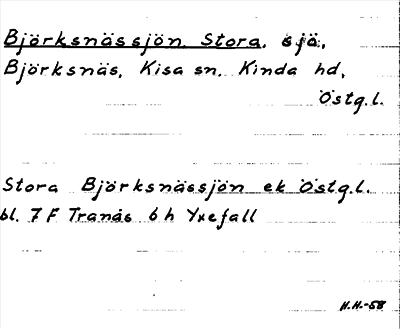 Bild på arkivkortet för arkivposten Björksnässjön, Stora