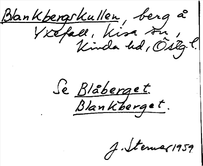 Bild på arkivkortet för arkivposten Blankbergskullen