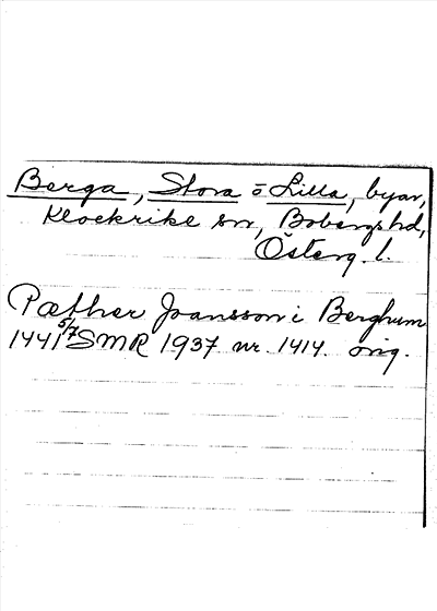 Bild på arkivkortet för arkivposten Berga, Stora o Lilla