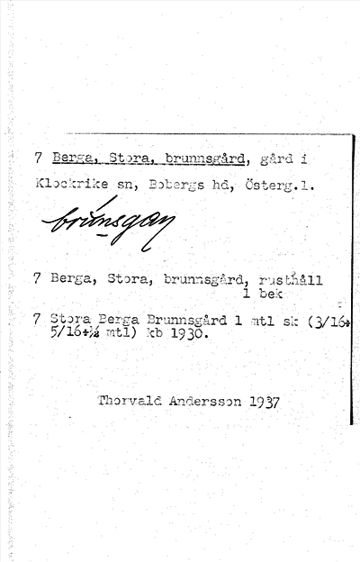 Bild på arkivkortet för arkivposten Berga, Stora, brunnsgård