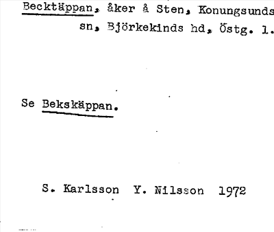 Bild på arkivkortet för arkivposten Becktäppan