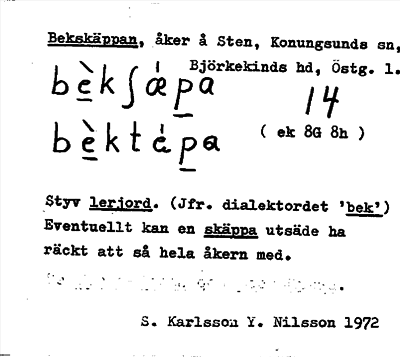 Bild på arkivkortet för arkivposten Bekskäppan