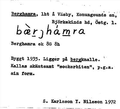 Bild på arkivkortet för arkivposten Berghamra
