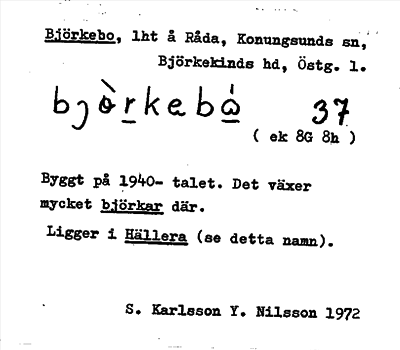 Bild på arkivkortet för arkivposten Björkebo
