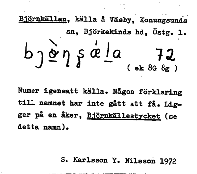 Bild på arkivkortet för arkivposten Björnkällan