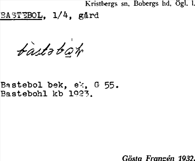 Bild på arkivkortet för arkivposten Bastebol