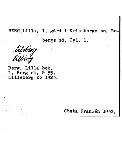 Bild på arkivkortet för arkivposten Berg, Lilla