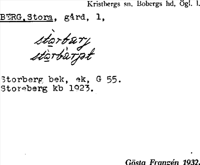 Bild på arkivkortet för arkivposten Berg, Stora