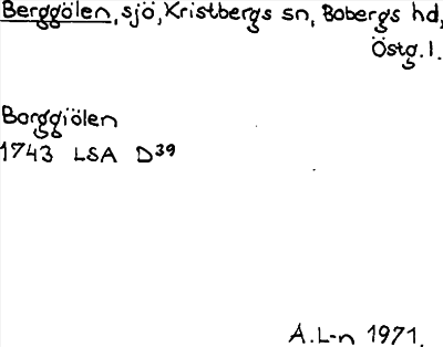 Bild på arkivkortet för arkivposten Berggölen