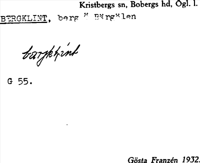 Bild på arkivkortet för arkivposten Bergklint
