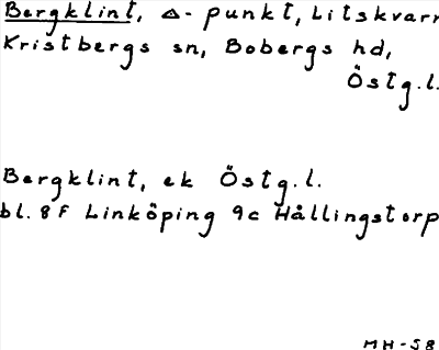 Bild på arkivkortet för arkivposten Bergklint