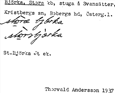 Bild på arkivkortet för arkivposten Björka, Stora