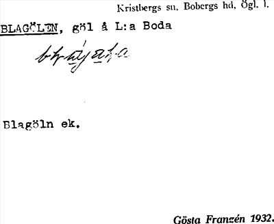 Bild på arkivkortet för arkivposten Blagölen