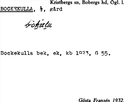 Bild på arkivkortet för arkivposten Bockekulla