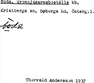 Bild på arkivkortet för arkivposten Boda, kronojägaresboställe