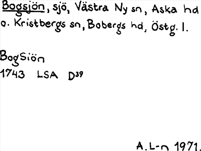 Bild på arkivkortet för arkivposten Bogsjön