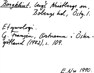 Bild på arkivkortet för arkivposten Borgklint