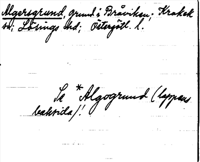 Bild på arkivkortet för arkivposten Algersgrund