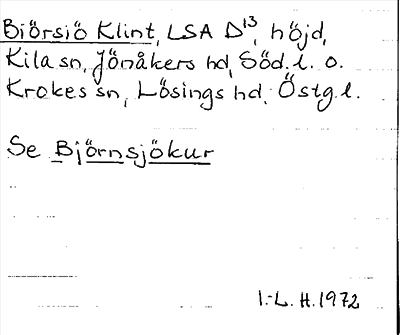 Bild på arkivkortet för arkivposten Biörsiö Klint, Se Björnsjökur