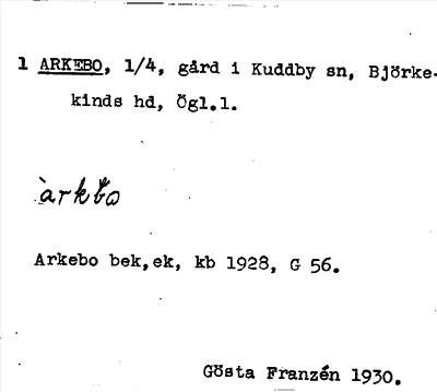 Bild på arkivkortet för arkivposten Arkebo
