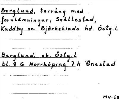 Bild på arkivkortet för arkivposten Berglund
