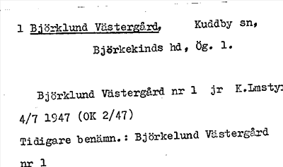 Bild på arkivkortet för arkivposten Björklund Västergård