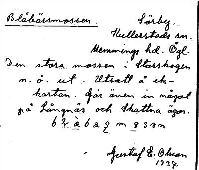 Bild på arkivkortet för arkivposten Blåbärsmossen