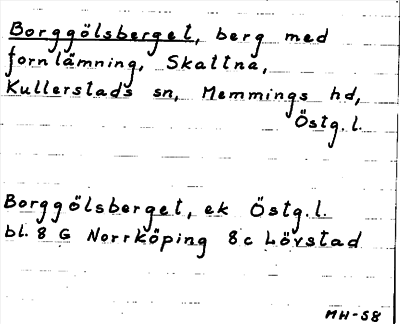 Bild på arkivkortet för arkivposten Borggölsberget