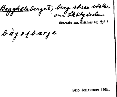 Bild på arkivkortet för arkivposten Bagghålsberget