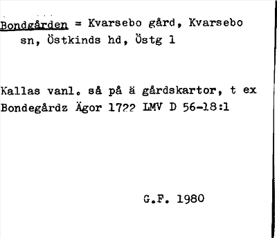 Bild på arkivkortet för arkivposten Bondgården = Kvarsebo gård