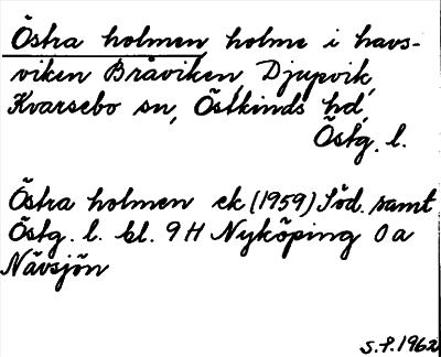 Bild på arkivkortet för arkivposten Östra holmen