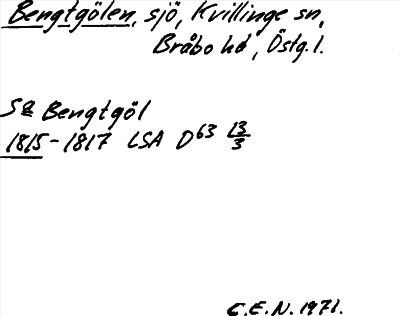 Bild på arkivkortet för arkivposten Bengtgölen