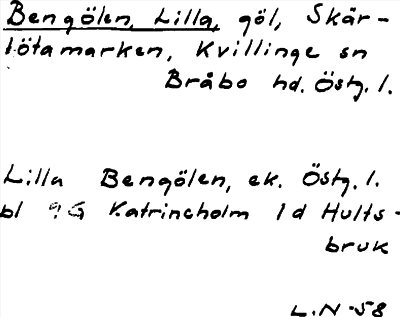 Bild på arkivkortet för arkivposten Bengölen, Lilla