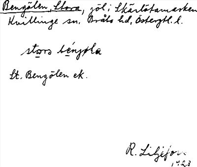 Bild på arkivkortet för arkivposten Bengölen, Stora