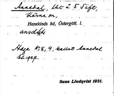 Bild på arkivkortet för arkivposten Annedal