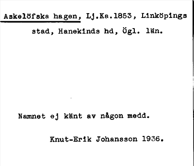 Bild på arkivkortet för arkivposten Askelöfska hagen