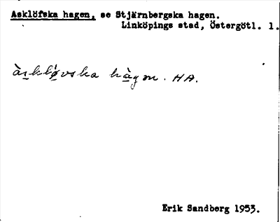 Bild på arkivkortet för arkivposten Asklöfska hagen, se Stjärnbergska hagen