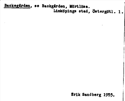 Bild på arkivkortet för arkivposten Backegården, se Backgården