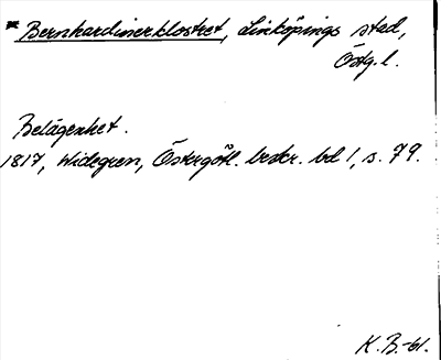 Bild på arkivkortet för arkivposten *Bernhardinerklostret