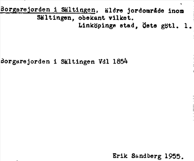 Bild på arkivkortet för arkivposten Borgarejorden i Sältingen